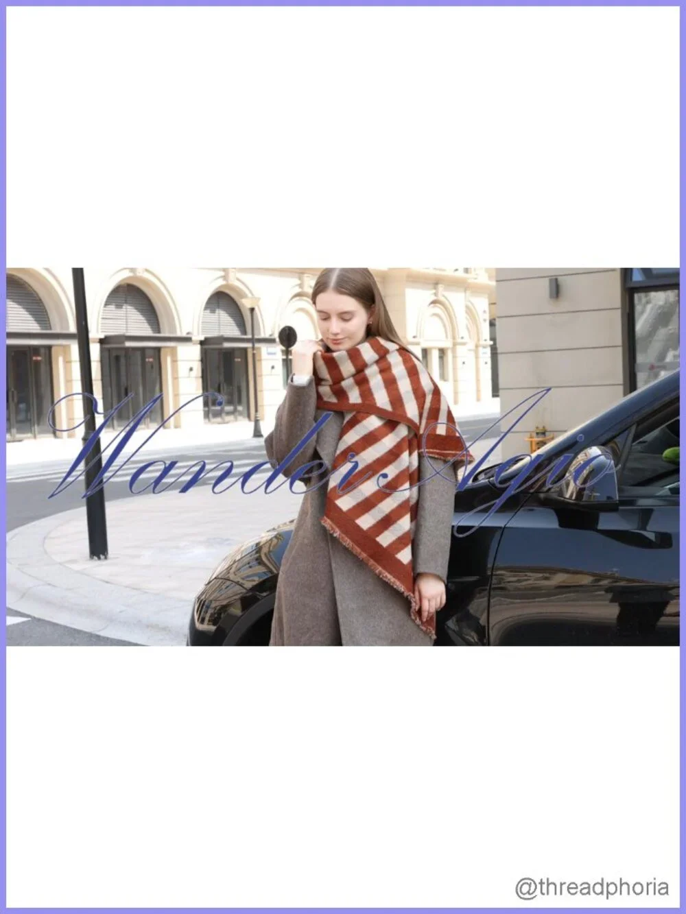 Diagonal Checkered Scarf Winter Shawl Thick Cashmere-Like Soft Wrap Warm